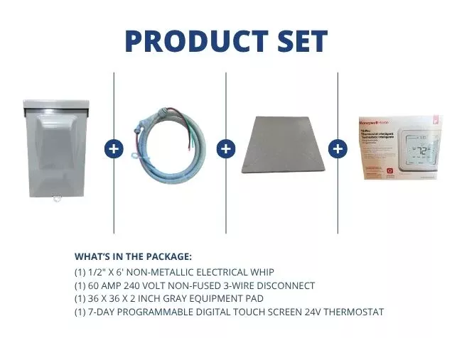 1/2" X 6' Electrical Whip with 60A 240V 3-Wire Disconnect and Gray Equ
