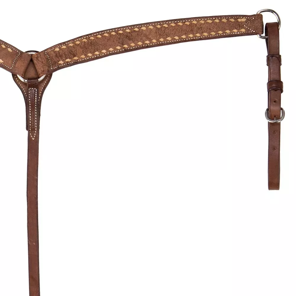 1-3/4in Tan Buckstitch Chocolate Rough Out Breast Collar