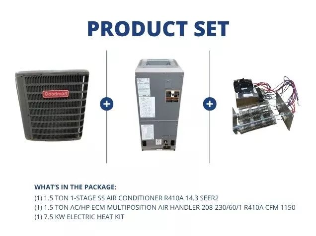 1.5 Ton 1-Stg Air Conditioner R410A 14.3 SEER2, 1.5 Ton AC/HP ECM Mult