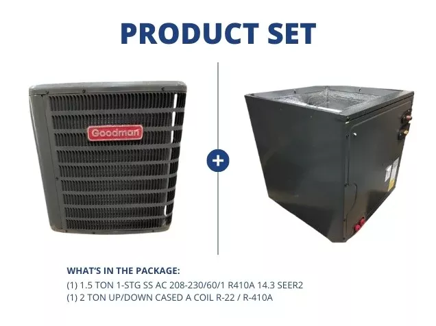 1.5 Ton 1-Stg SS AC 208-230/60/1 R410A 14.3 SEER2 with 2 Ton Up/Down C