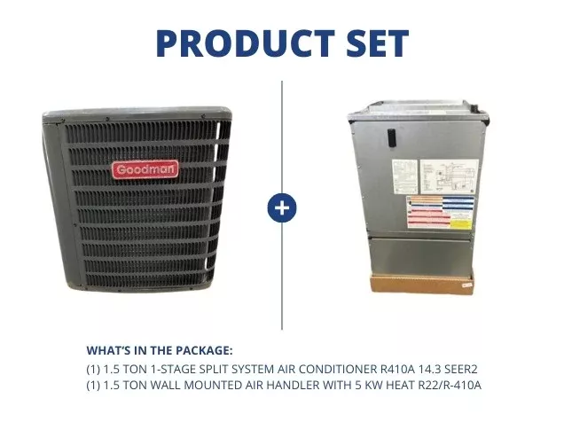1.5 Ton 1-Stg SS AC R410A, 14.3 SEER2 and 1.5 Ton Wall Mounted Air Han