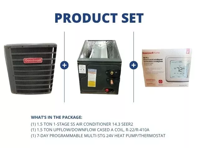 1.5 Ton 1-Stg SS Air Conditioner 14.3 SEER2 with 1.5 Ton Up/Down Cased