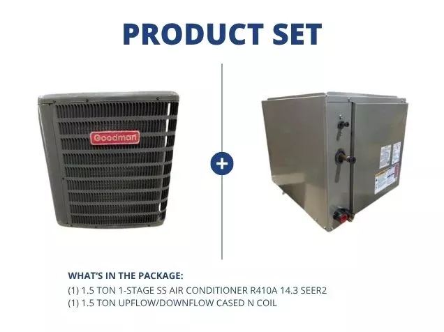 1.5 Ton 1-Stg SS Air Conditioner 208-230/60/1, 14.3 SEER2 and 1.5 Ton