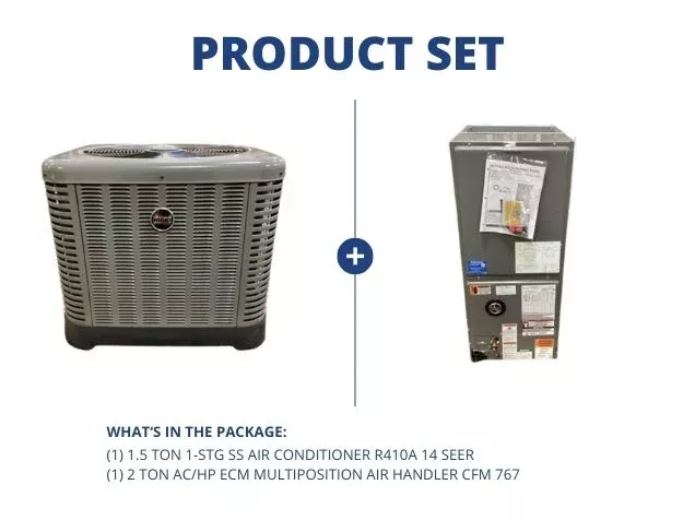 1.5 Ton 1-Stg SS Air Conditioner R410A 14 SEER and 2 Ton AC/HP ECM Mul