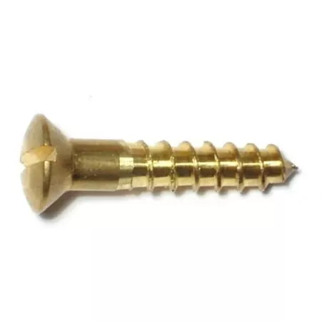 #10 X 1 Brass Slotted Oval Head Wood Screws - 100 Count