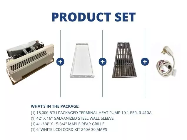 15,000 BTU Packaged Terminal Heat Pump 10.1 EER, R-410A, Wall Sleeve,