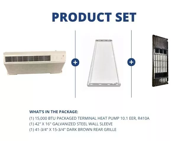 15,000 BTU Packaged Terminal Heat Pump 10.1 EER, R410A, 42" x 16" Stee