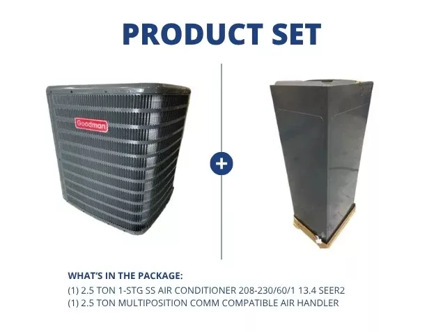 2.5 Ton 1-Stg SS Air Conditioner 13.4 SEER2 and 2.5 Ton Multiposition