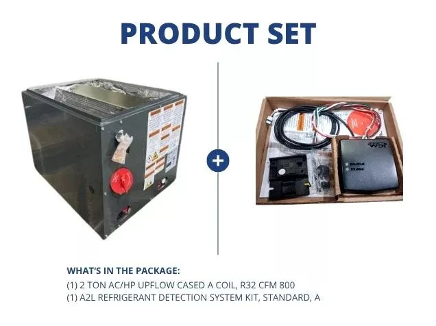 2 Ton AC/HP Upflow Cased A Coil, R32 CFM 800 with A2L Refrigerant Dete
