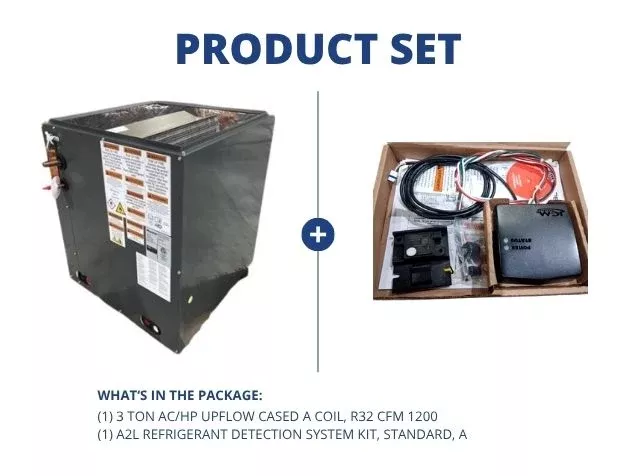 3 Ton AC/HP Upflow Cased A Coil, R32 CFM 1200 and A2L Refrigerant Dete