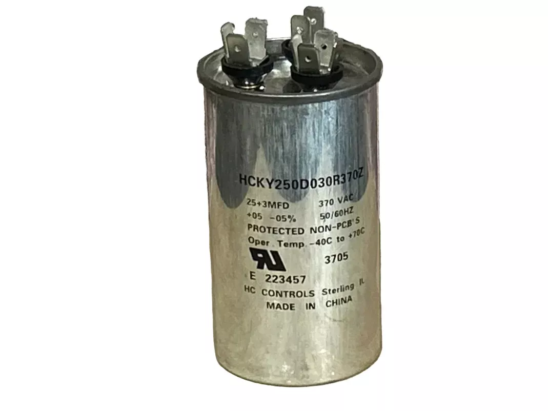 370 Vac, 25+3MFD 50/60 Hz, Round Capacitor