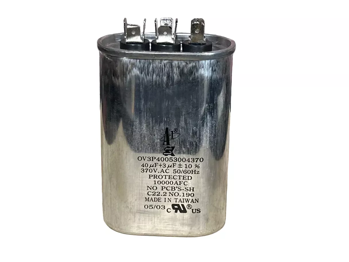 370 VAC, 40+3MFD 50/60 Hz, Oval Capacitor