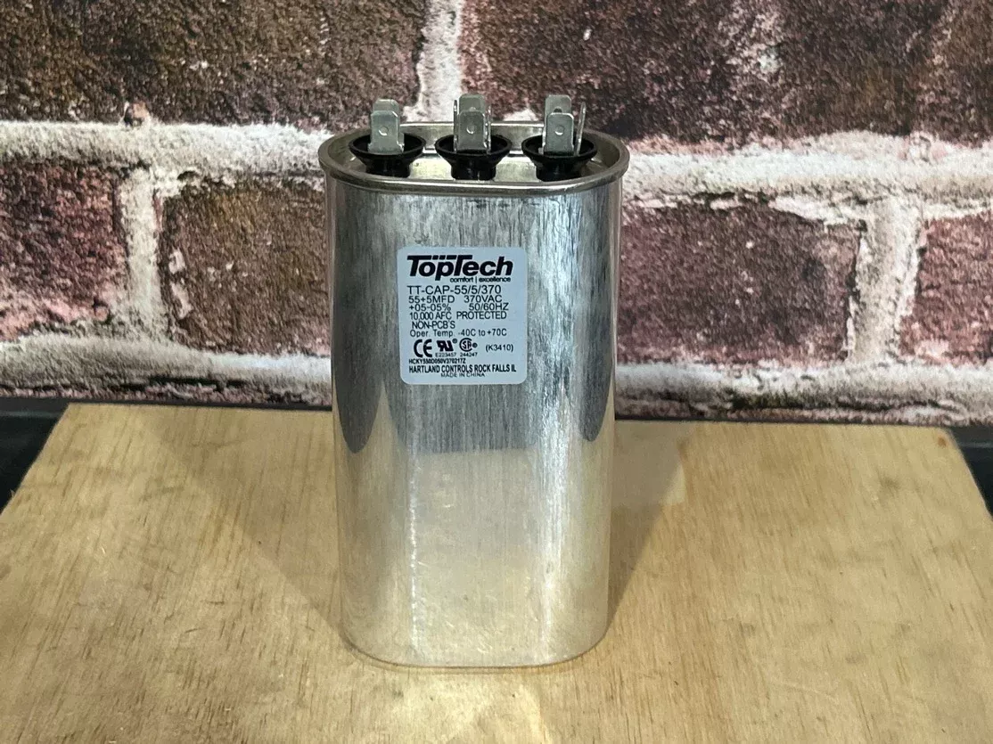 55+5 MFD x 370 VAC Oval Dual Run Capacitor
