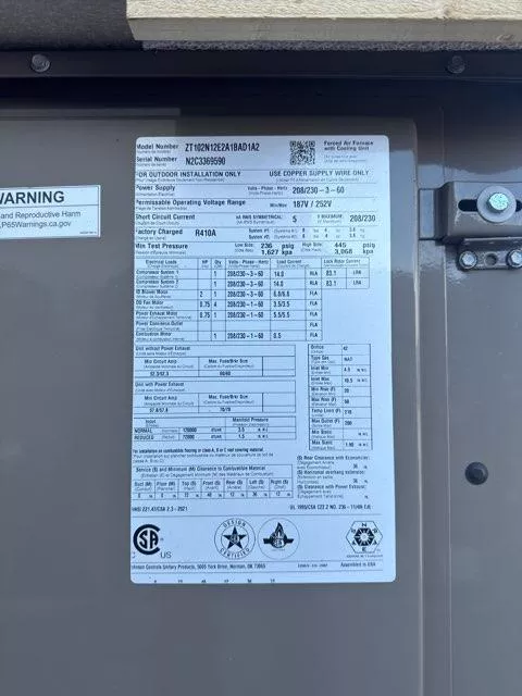 8.5 Ton Three-Stage Convertible Natural Gas/Electric Packaged Unit, 13