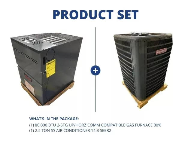 80,000 BTU 2-Stg Up/Horz Comm Compatible Gas Furnace 80% with 2.5 Ton