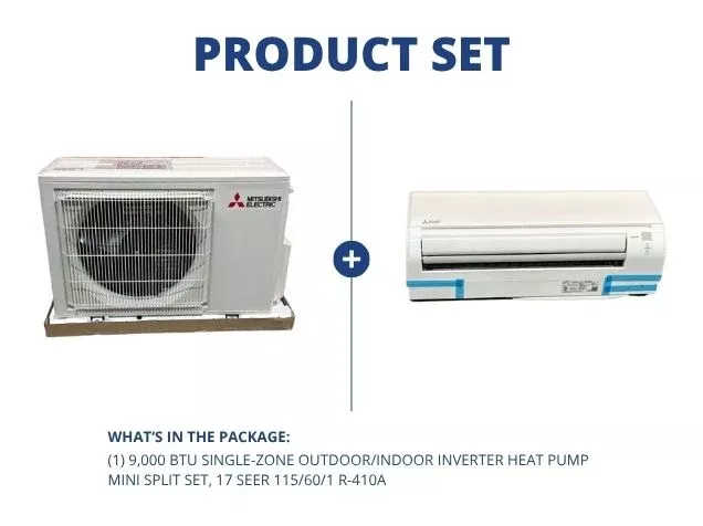 9,000 BTU Single-Zone Outdoor/Indoor Inverter Heat Pump Mini Split Set