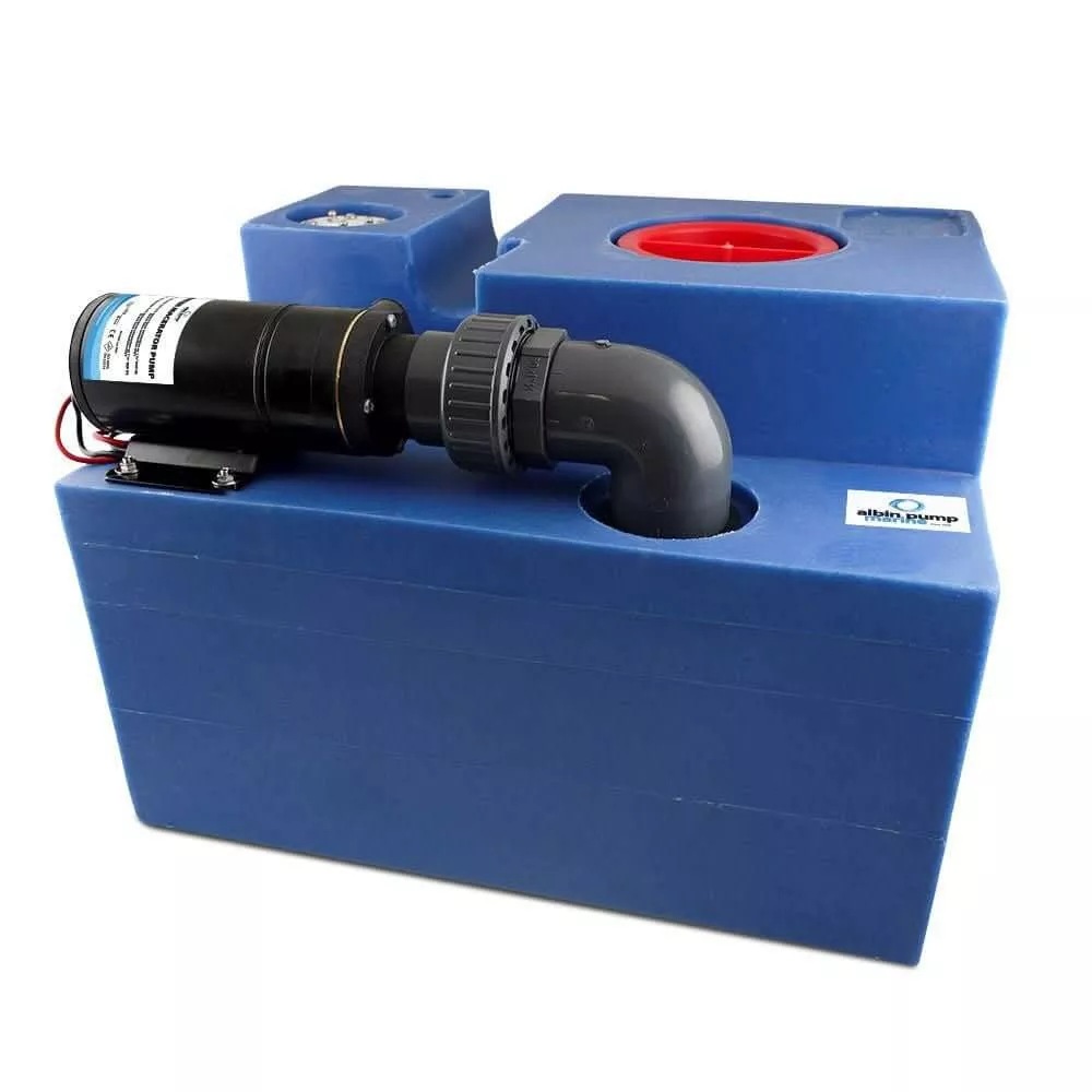 Albin Group 12 Gallon Waste Water Tank CPL Macerator - 12V - 03-02-009