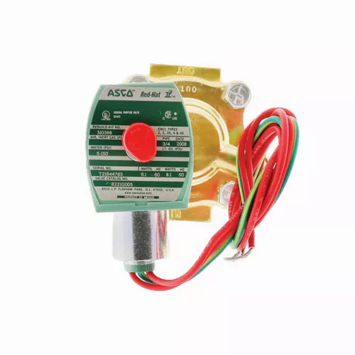 ASCO 8221G5 2-Way Normally Closed Solenoid Valve, 3/4" NPT, 120VAC, Brass/NBR