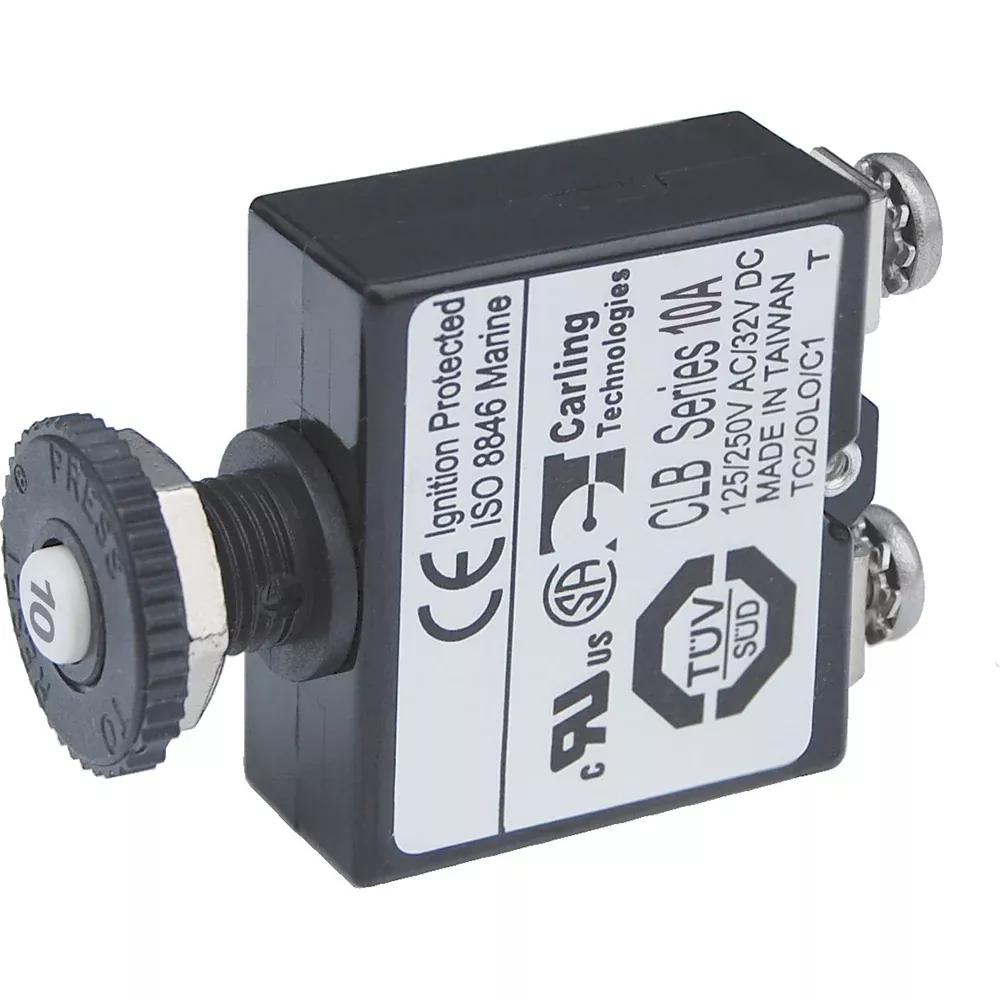 Blue Sea Push Button Reset Only Screw Terminal Circuit Breaker 10 Amps 2132