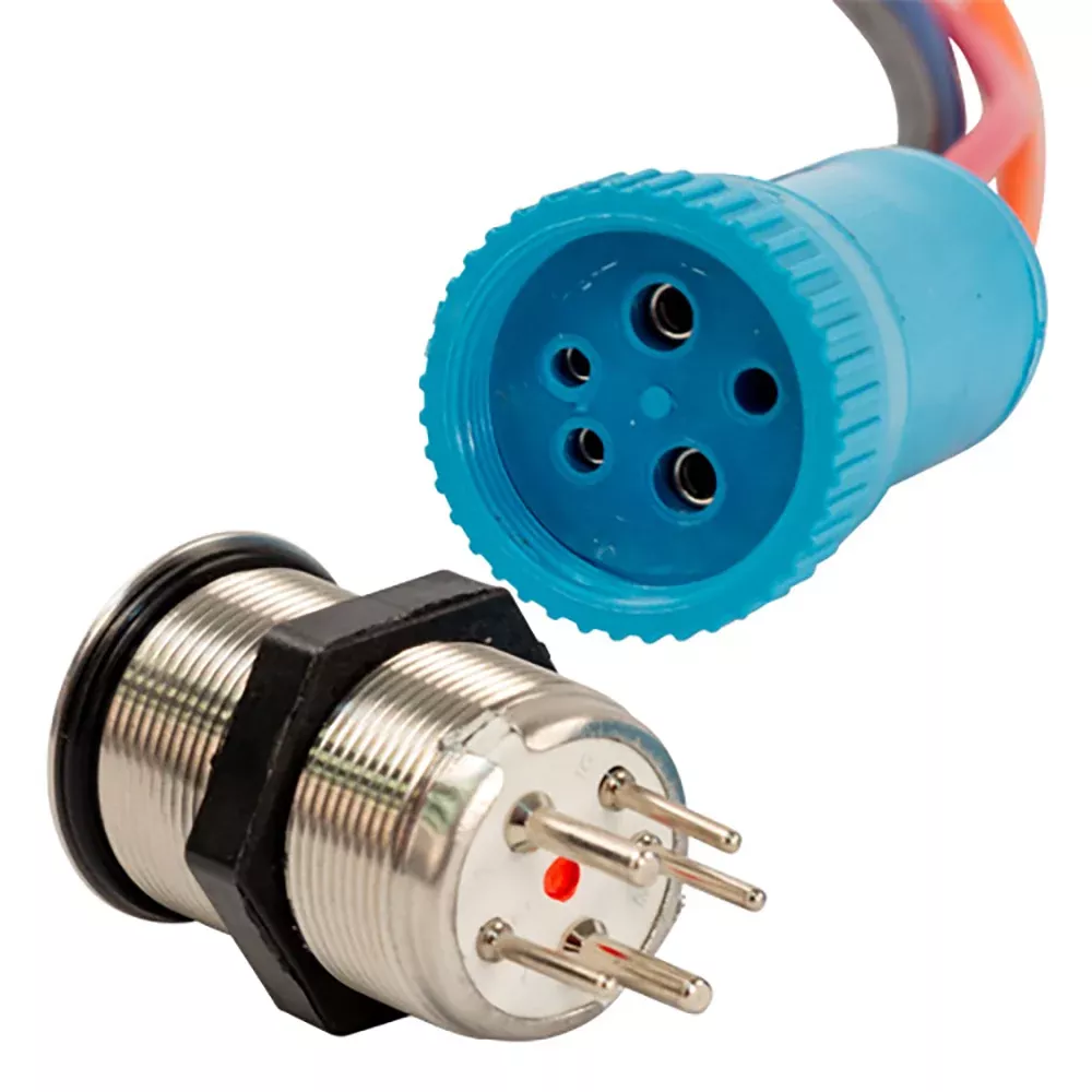 Bluewater 22mm Push Button Switch - Off/On Contact - Blue/Red LED - 1'
