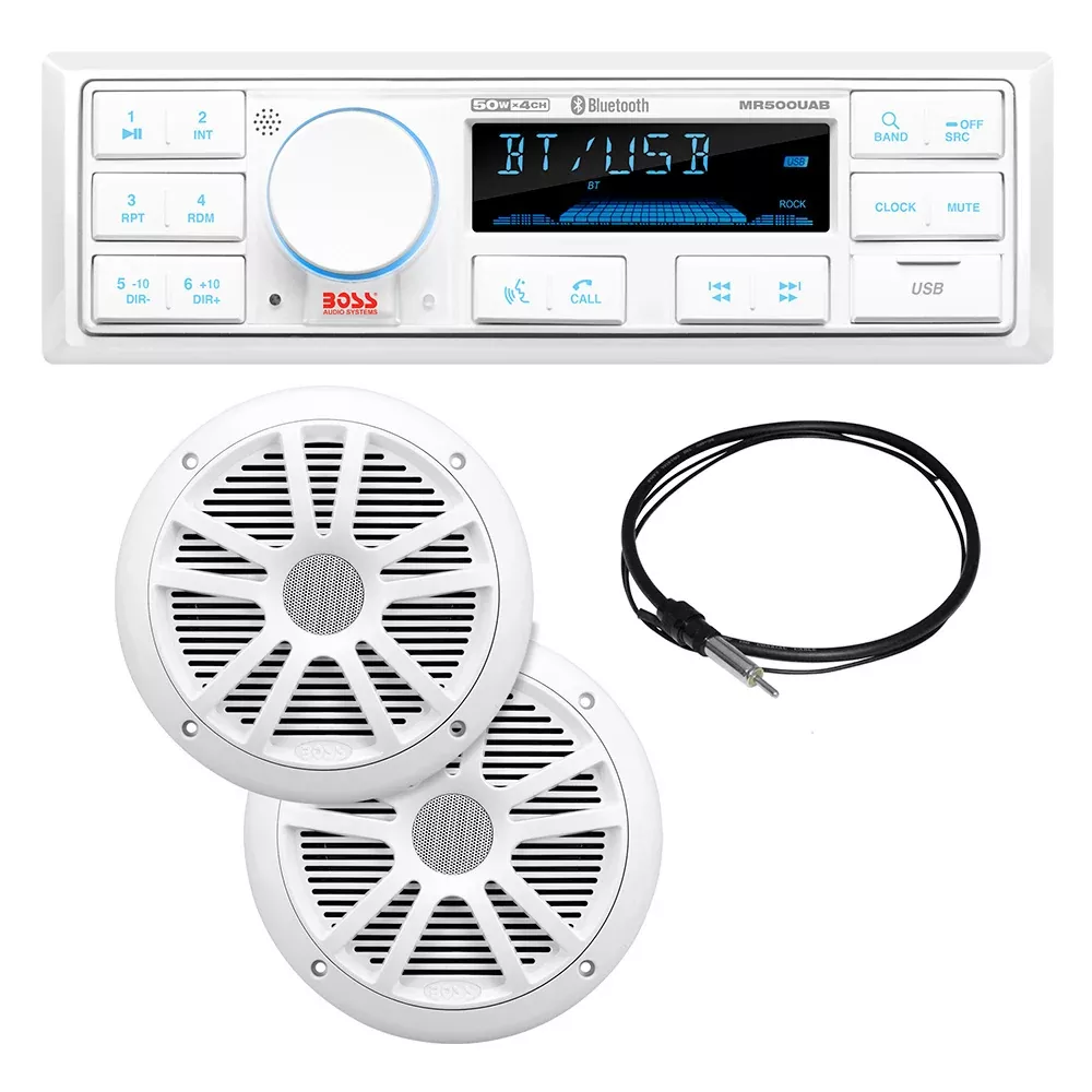 Boss Audio MCK500WB.6 Kit w/MR500UAB, 2 MR6W Speakers, MRANT10 Antenna