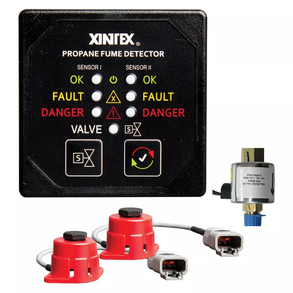 Fireboy-Xintex Propane Fume Detector, 2 Channel, 2 Sensors, Solenoid V