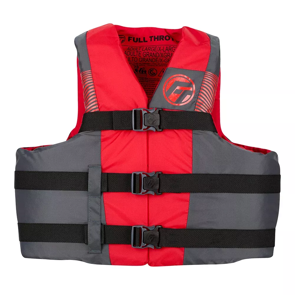 Full Throttle Adult Nylon Life Jacket - L/XL - Black/Red [112200-100-0