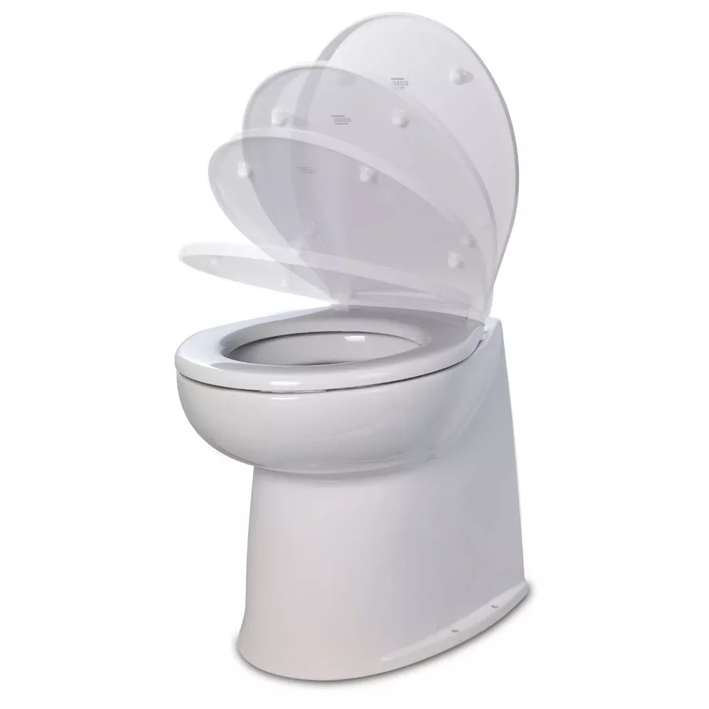 Jabsco Deluxe Flush 14" Straight Back 12V Raw Water Electric Marine To