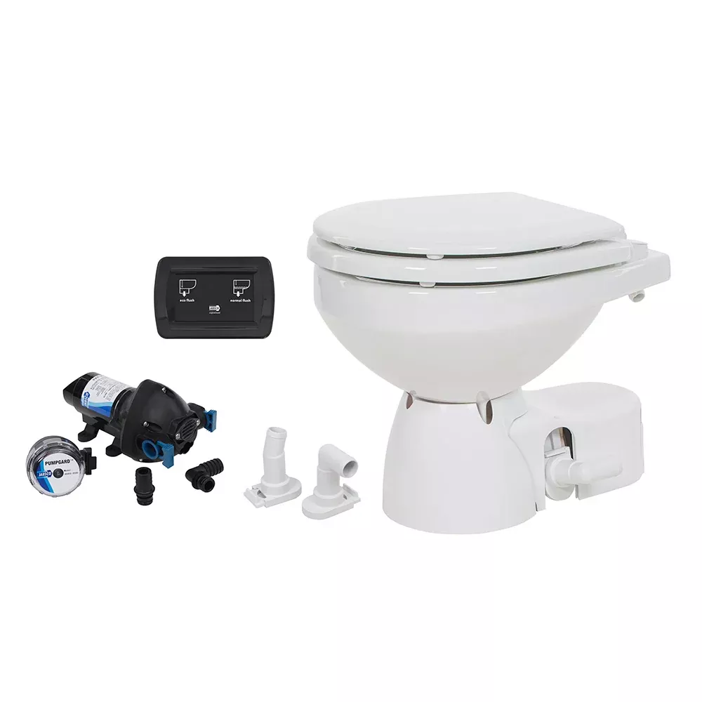 Jabsco Quiet Flush E2 Raw Water Toilet Compact Bowl - 12V - Soft Close