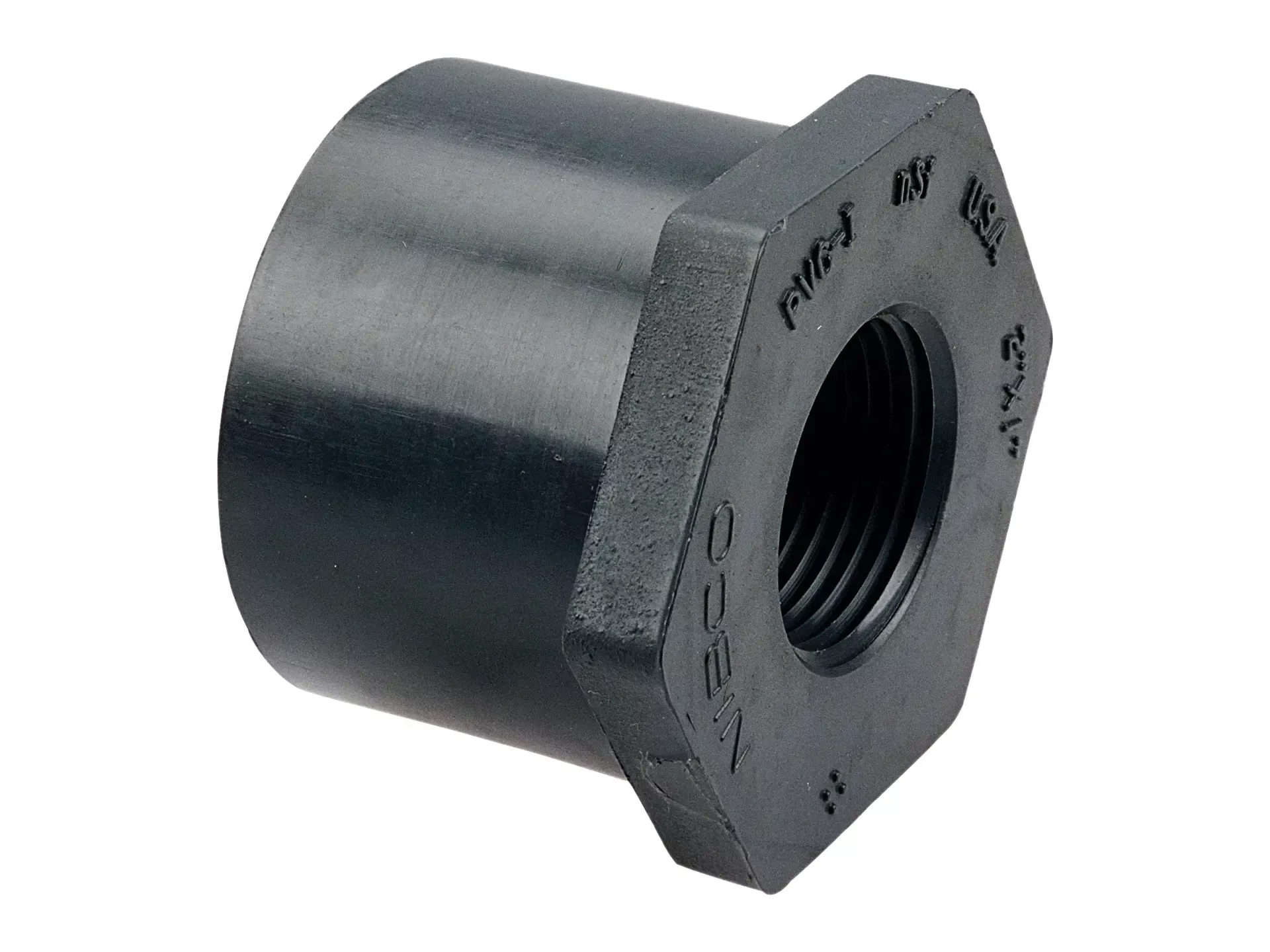 NIBCO CA13600, 3/4in. x 1/2in. Flush Spigot x Thread Reducer Bushing Spg x FPT PVC Schedule 80 4518-3