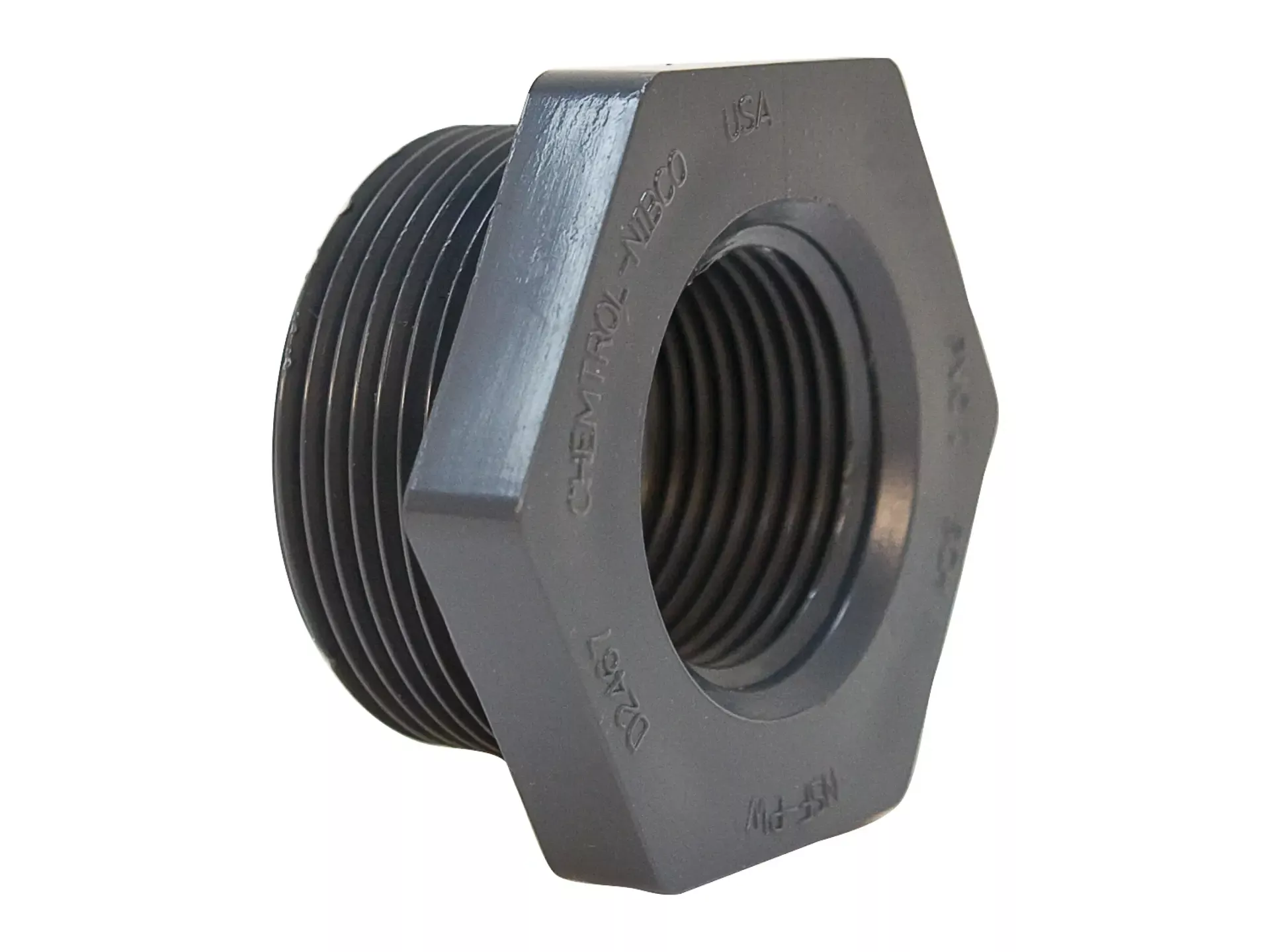 NIBCO CA15050, 1/2 in. x 1/4 in. Chemtrol Flush Socket Reducer Bushing TxT PVC 80 4518-3-4