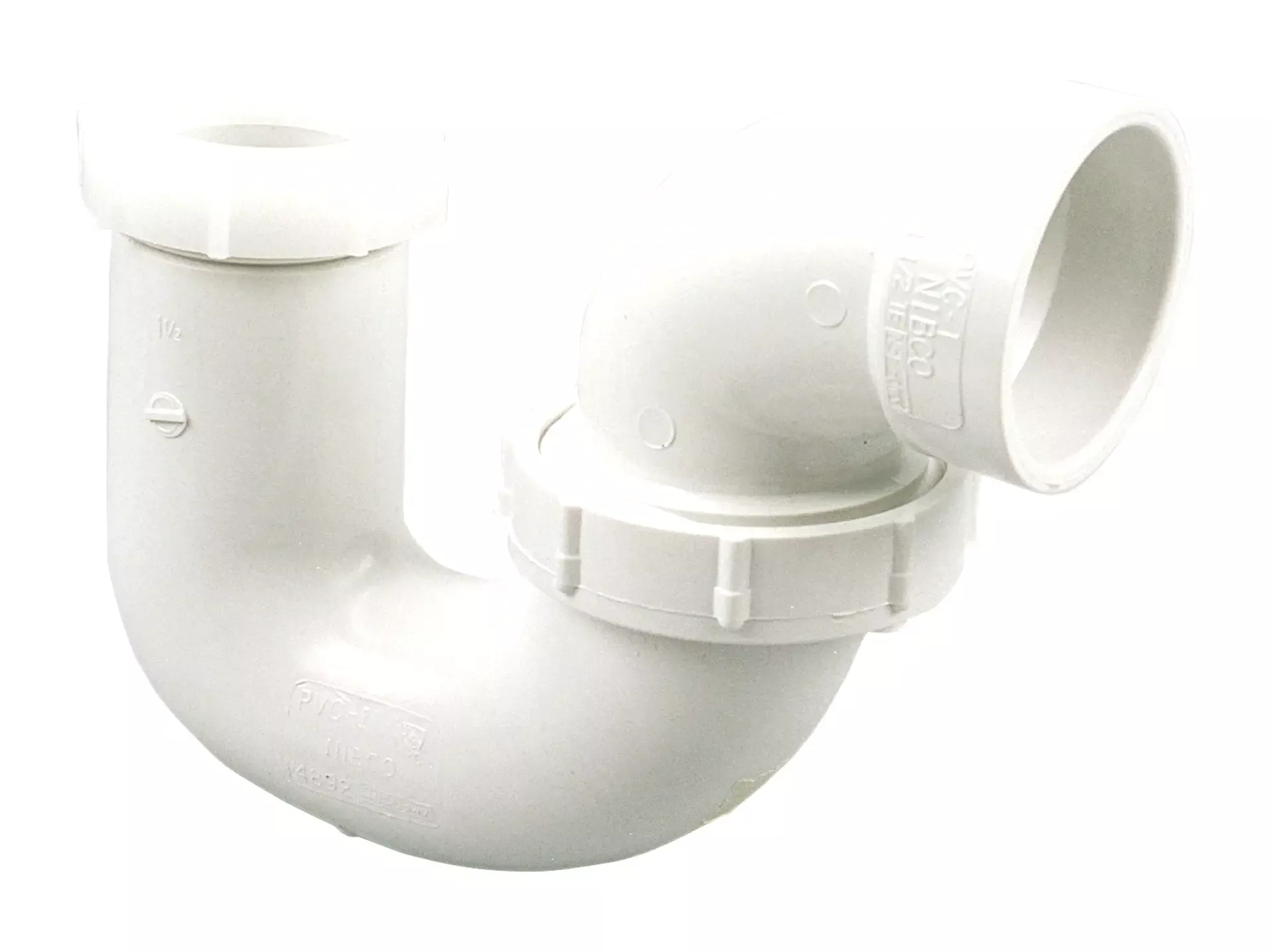 NIBCO K600350, 1-1/2 in. x 1-1/2 in. P-Trap with Union Joint Hub x SJ PVC DWV 4892
