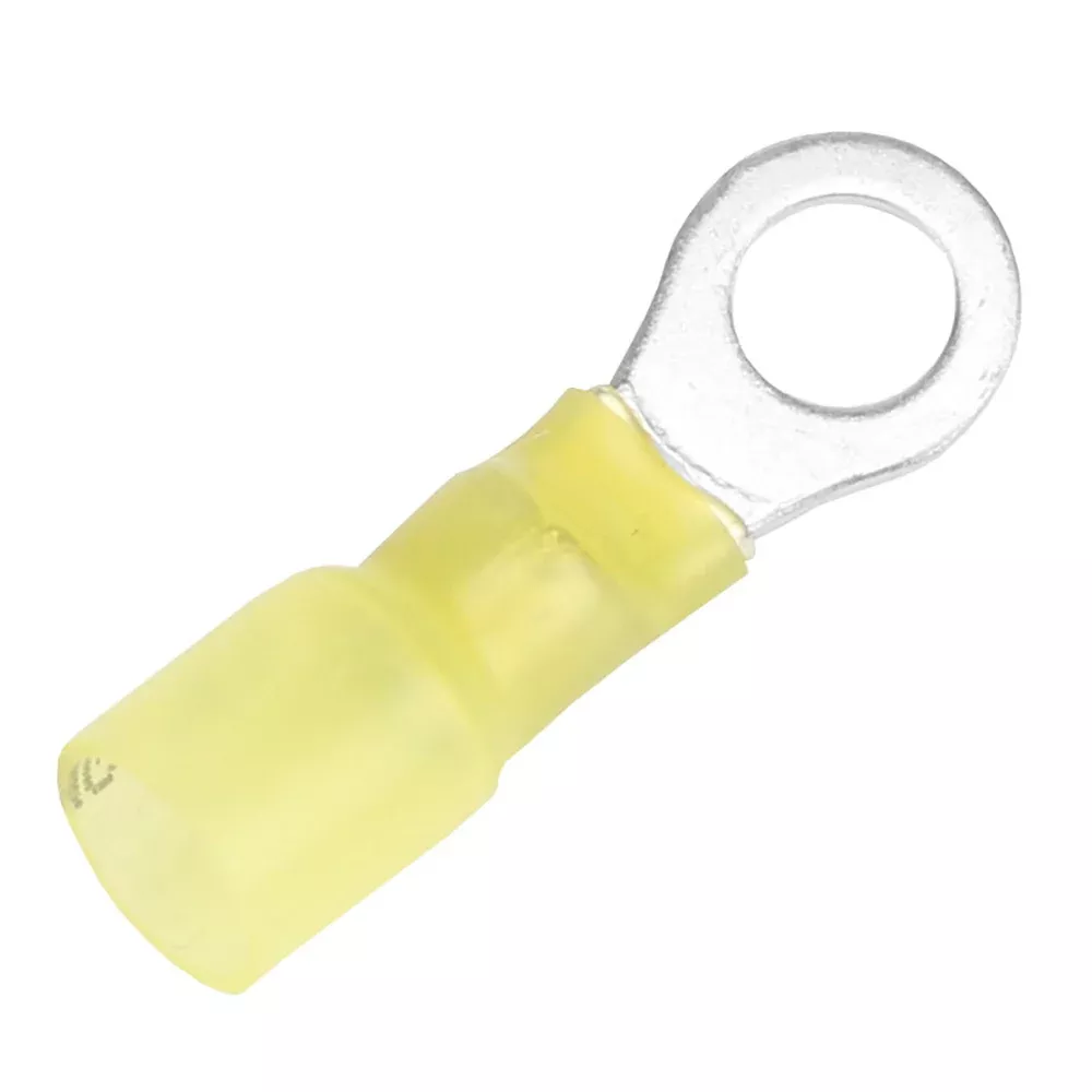 Pacer 12-10 AWG Heat Shrink Ring Terminal - 1/4" Stud Size - 25 Pack [