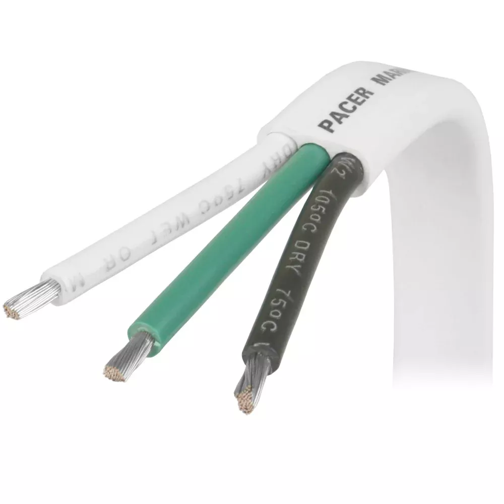 Pacer 6/3 AWG Triplex Cable - Black/Green/White - Sold By The Foot [W6