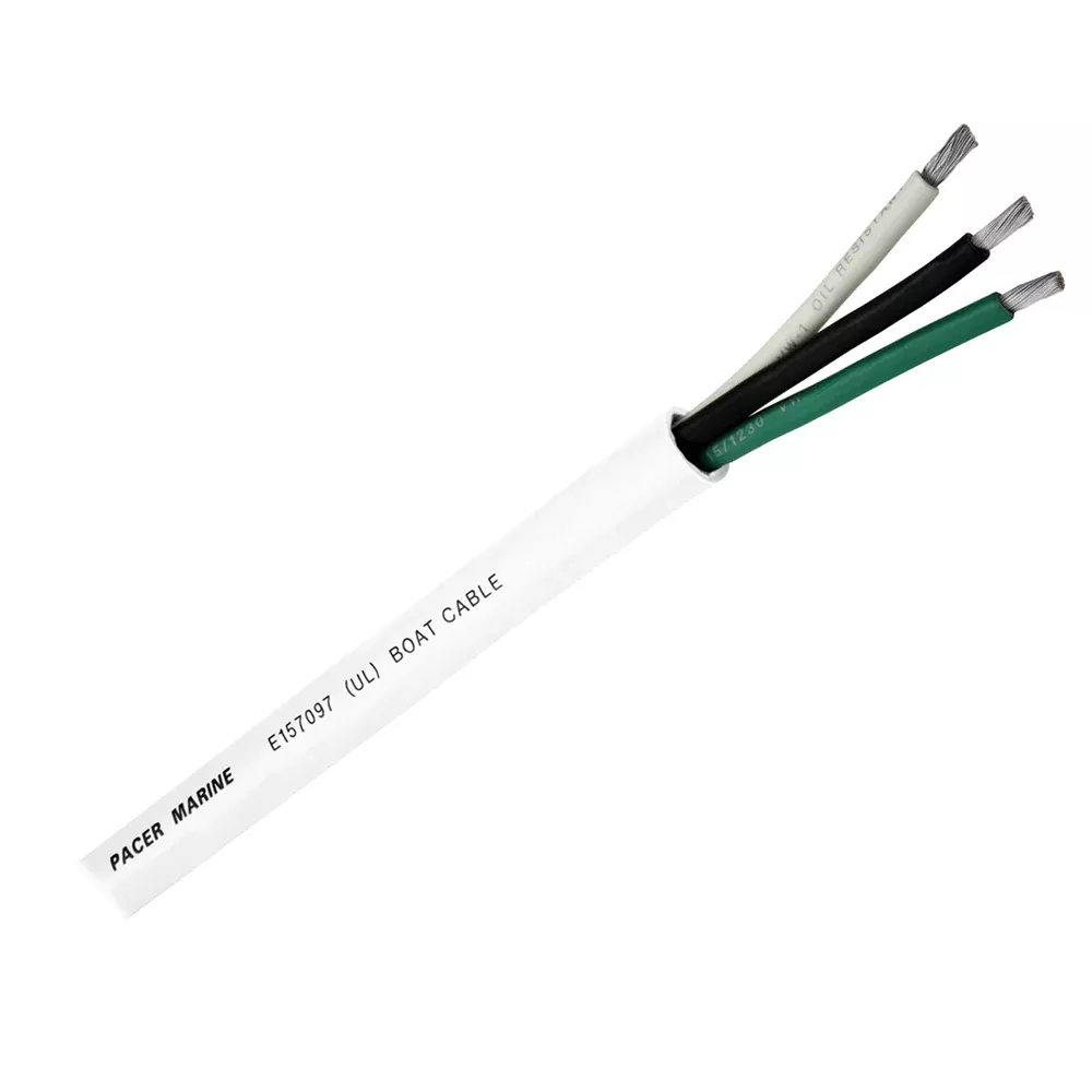 Pacer Round 3 Conductor Cable - 100 - 16/3 AWG - Black, Green White [W