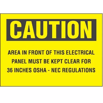 Panduit PPS0710C141 Adhesive Sign, Polyester, 10" X 7", CAUTION HEADER, AREA IN FRONT.., 1 sgn, BL/YL