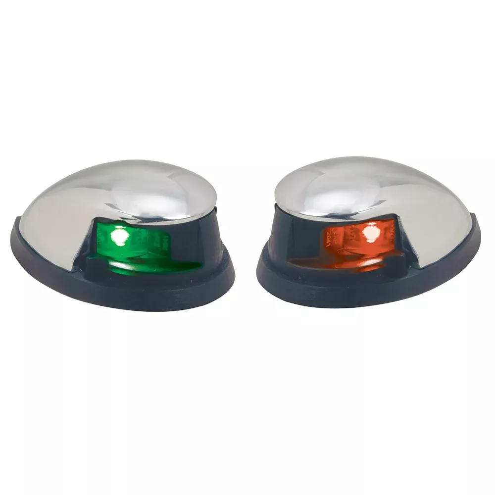 Perko Red/Green Horizontal Mount Side Lights - Pair - Chrome Plated Zi