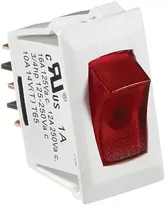 SALE - RV Designer White w/Red Rocker Switch- 10 Amp