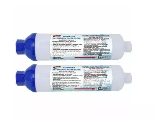 -SALE- Valterra AquaFRESH Replacement Exterior RV Water Filter w/Hose Connections- 2 Pack
