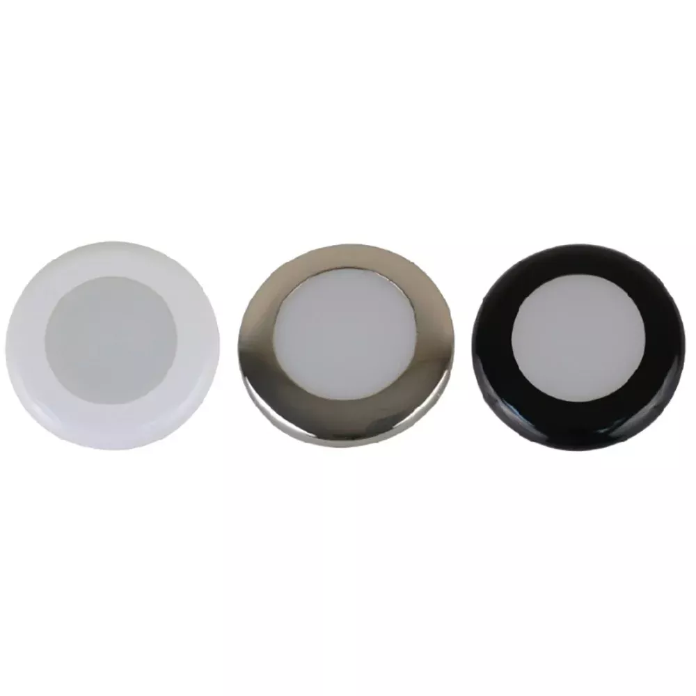 Scandvik A3C Downlight Kit - Cool White w/SS, White, Black Trim Rings