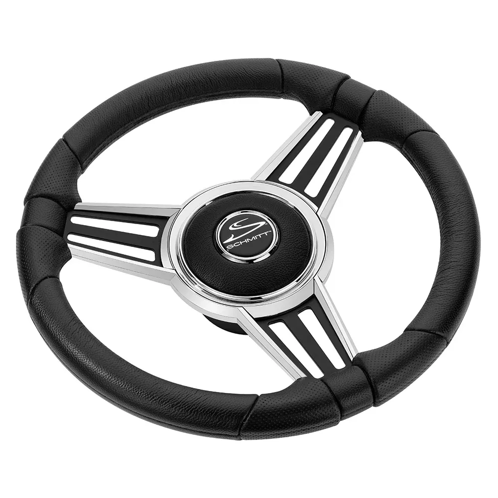 Schmitt Marine PU30 14" Wheel - Chrome Cap Spoke Inserts - Black Spoke
