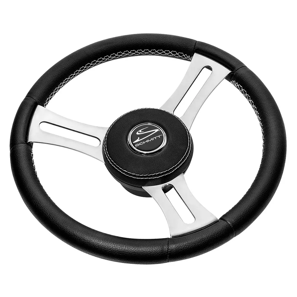 Schmitt Marine Torcello Elite 14" Wheel - Black Leather Cap - White St