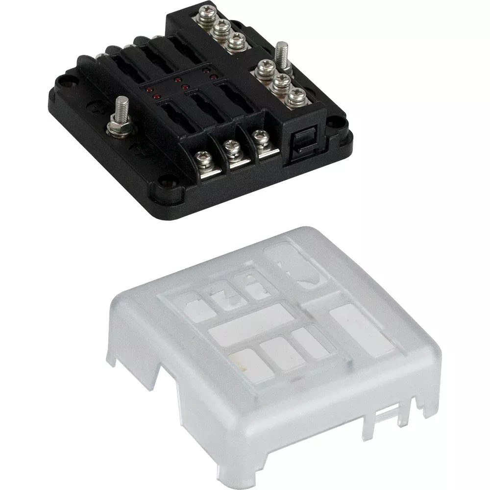 Sea-Dog Blade Style LED Indicator Fuse Block w/Negative Bus Bar - 6 Ci