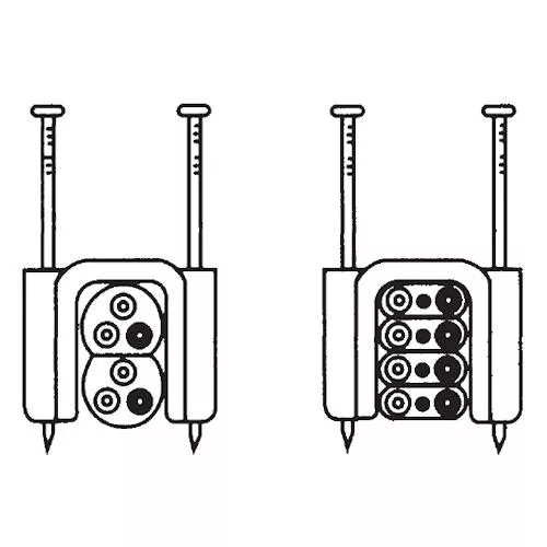 Sturgeon Bay RA-1588/4 1/2" 2-Nail Plastic Cable Stacker Strap, (4) NM/UF Cables, White (50/Box)