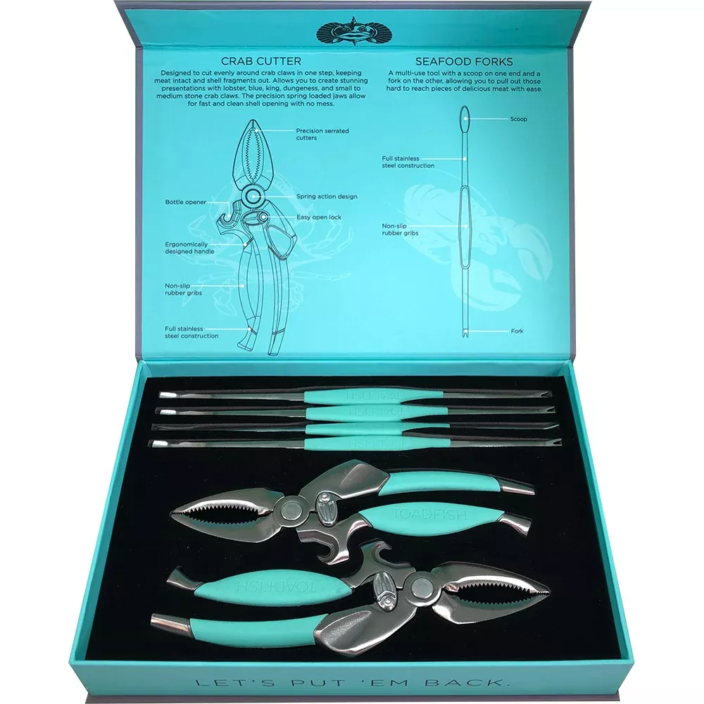 Toadfish Crab/Lobster Tool Set - 2 Shell Cutters 4 Seafood Forks [1022