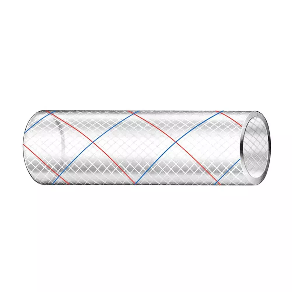 Trident Marine 3/8" x 50' Clear Reinforced PVC Hose Tubing Red Blue Tr